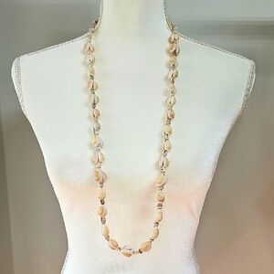 Vtg Puka Shell Cream Beaded Necklace